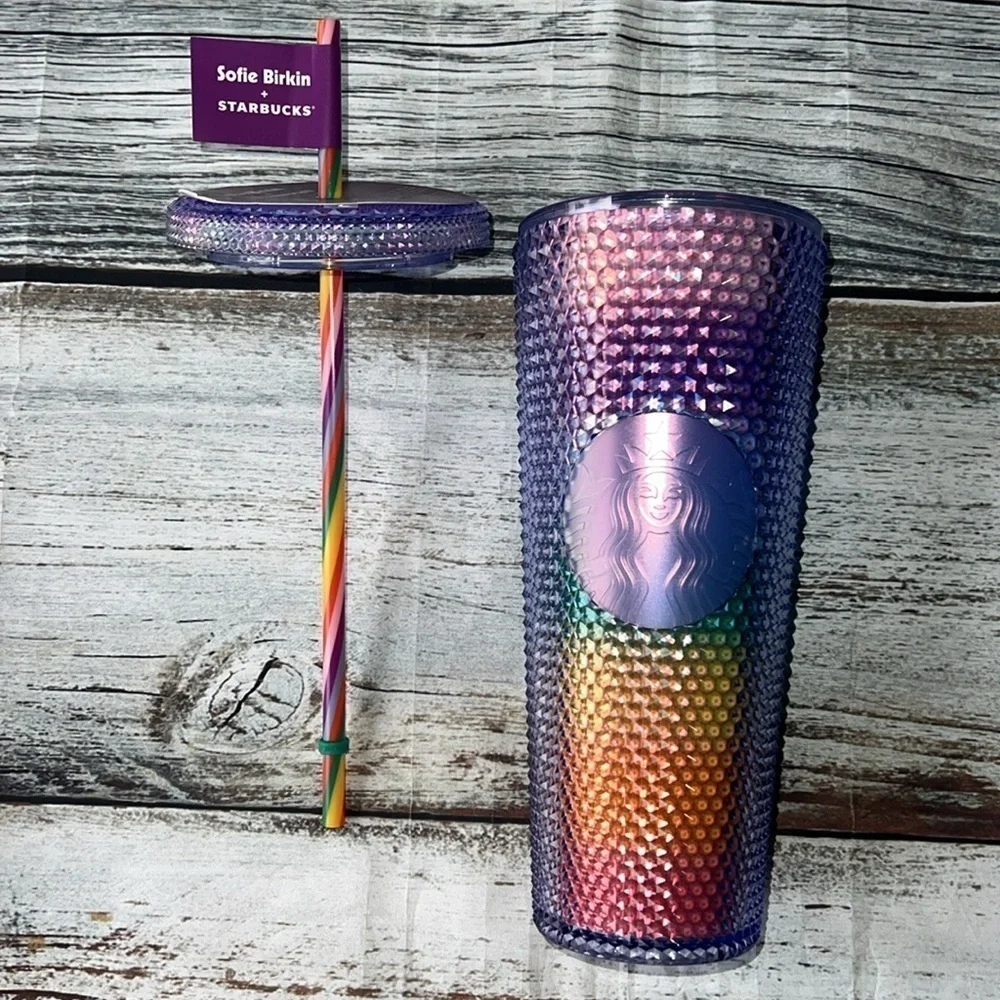 Starbucks 2024 Sofie Birkin Rainbow Pride Bling Studded Venti 24 oz Cold Cup
